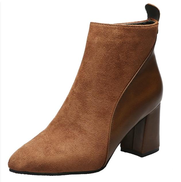 Modische weiße Stiefeletten für Damen 2024 Seitenreißverschluss Stretch Mittelhoher Absatz Große Größe Kurzer Stiefel Modische spitze Schuhe Botas De Mujer