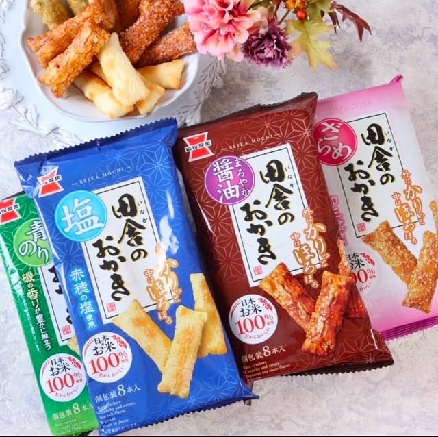 Iwatsuka Seika Countryside Rice Crackers Brown 3 Flavors Total 12 Bags [Soy Sauce, Salt, Sugar] Assorted,