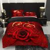 Red Beding Set Romantic Rose Printed Cozy Soft Duvet Cover King Quen Twin Sized Dimensions Birthday Gift Weding Gift for Couple Bedrom Decor