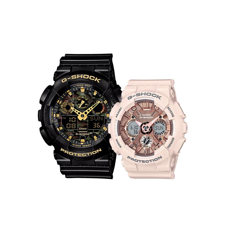 CASIO Unisex Pair Table Series Watch GA-100CF-1A9PR+GMA-S120MF-4APR Camouflage+Pink