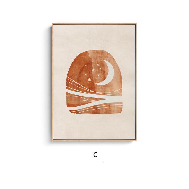 Morandi Illustration Poster Sonne und Mond Leinwandmalerei Nordisches Wandkunstposter Bild für Zuhause Wohnzimmer Cuadros Dekoration