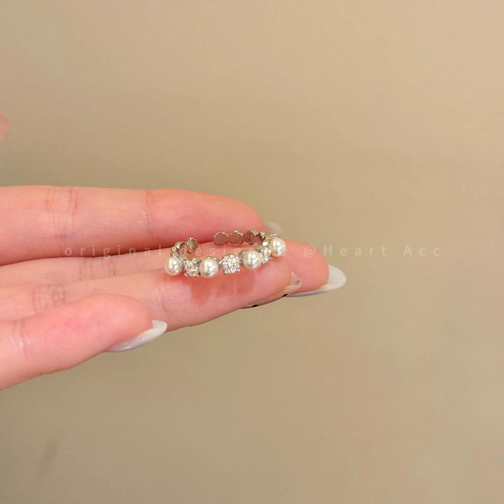 Stylish Silver Zircon Ring for Women - Light Luxury Open Design, Perfect for Index Finger