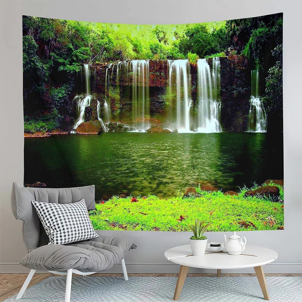 Tropical Forest Waterfall Tapestry Office Living Room Decoration Home Wall Tapestry