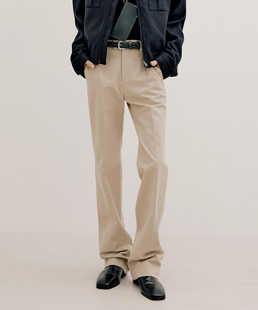 LMOOD Lay Flare Cotton Slacks Beige