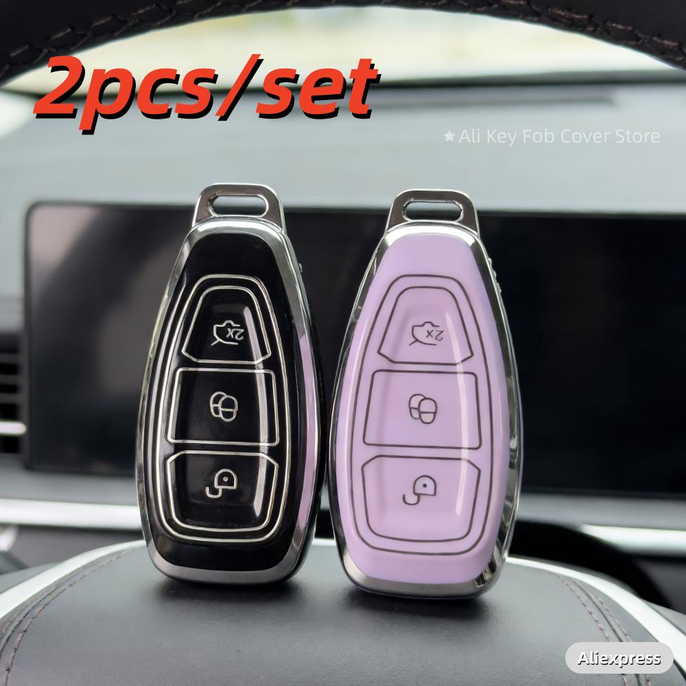 2pcs Car Key Case Covers For Ford Focus 3 4 ST Mondeo MK3 MK4 Fiesta Fusion Kuga 2013 2014 2015 2017