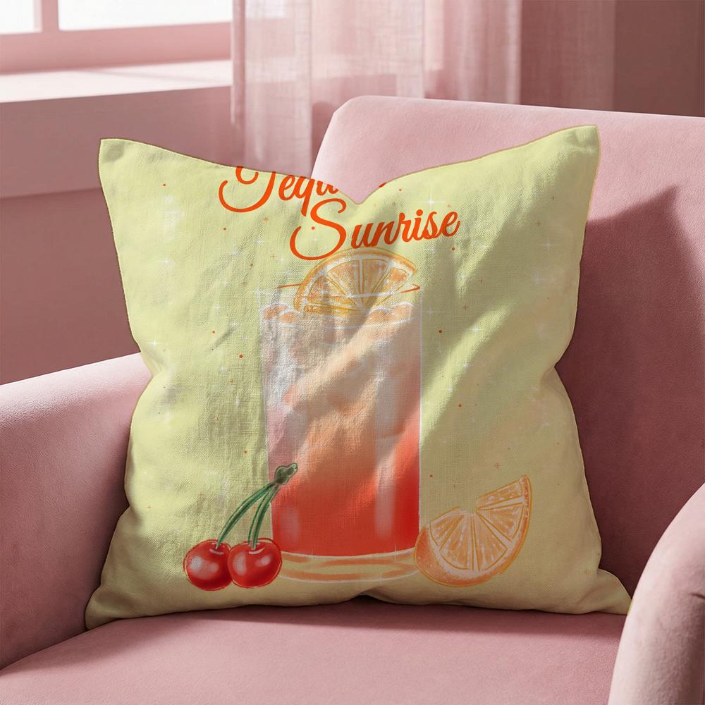 Tequila Sunrise Cocktail Kissenbezug Mehrzweck-Kissenbezug für Zuhause & Auto - Wendbar, Weich & Langlebig für den täglichen Gebrauch