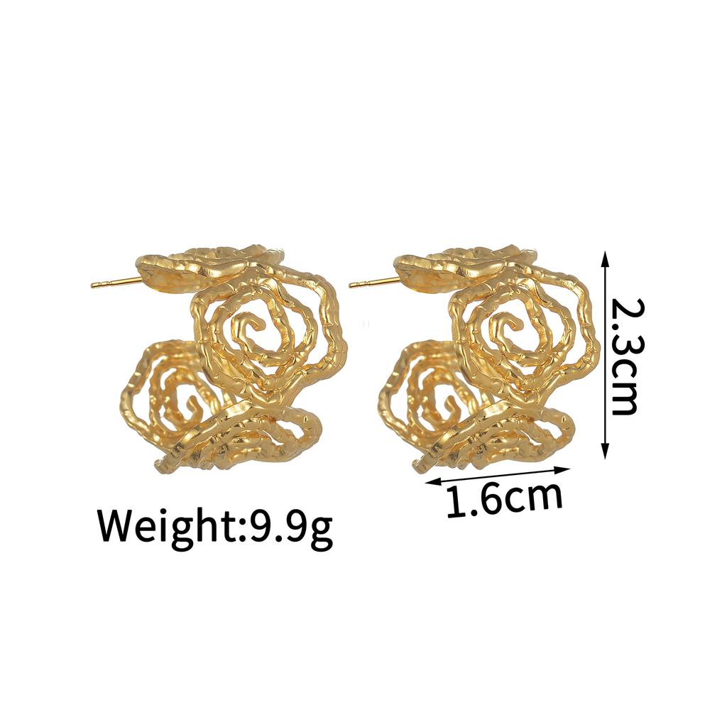 Atoztide Multiple Styles Exaggerated Flowers Earrings for Women Stainless Steel Irregular Double Color Stud Earring Jewelry Gift