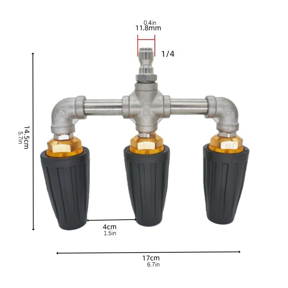 Pressure Washer-Turbo Nozzle Ceramic Cores Pressure Stainless Steel T-Joint Adapter 360° Rotating Turbos Efficiency Cleaning