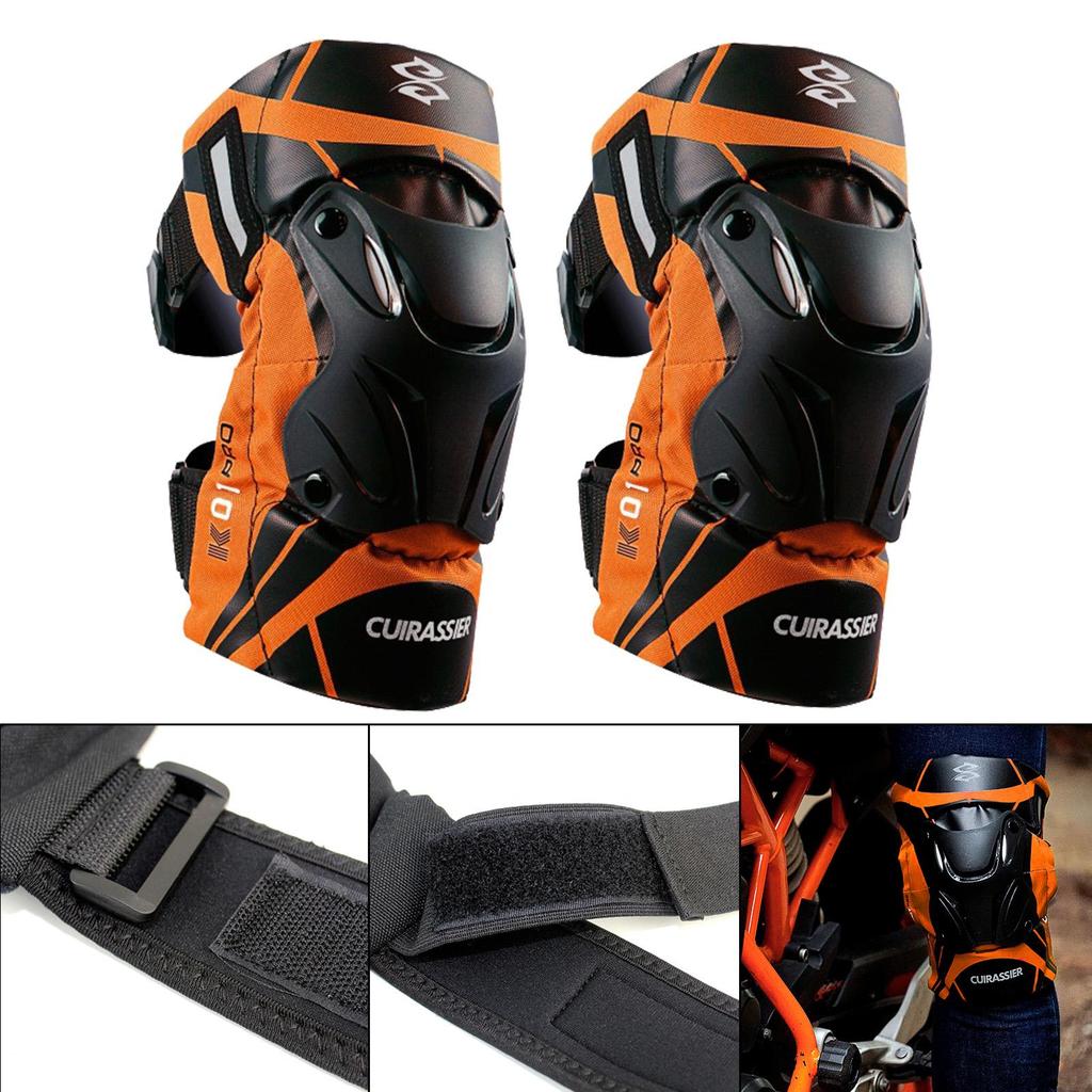 2Pcs Motorcycle Knee Pads Shock Absorbing EVA Foam Shock Resistant Guard Fits for Motocross Racing Mountain Bike Reflective