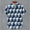 Art retro vintage men's shirt with mottled marks, standing collar printed short sleeved shirt, casual and comfortable top