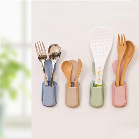 Straw Suction Cup Ladle Storage Rack Wheat Straw WallMounted Ladle