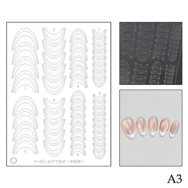 Fully Transparent Hollow French Nail Stickers Spray Painting Stencil French Edges Templates Patting Glue Adhesive Auxiliary Tool