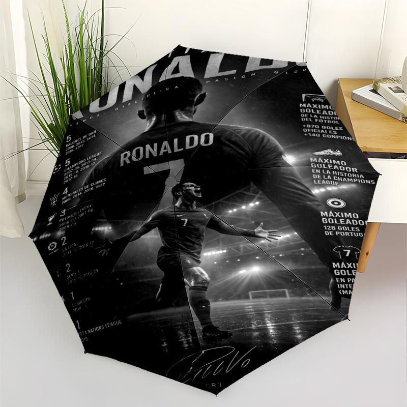 Ronaldo's Legacy Football Portable Automatic Umbrella Retractable Design with 8-Rib Durability Sturdy Construction Travel Essential Stylish Accessory