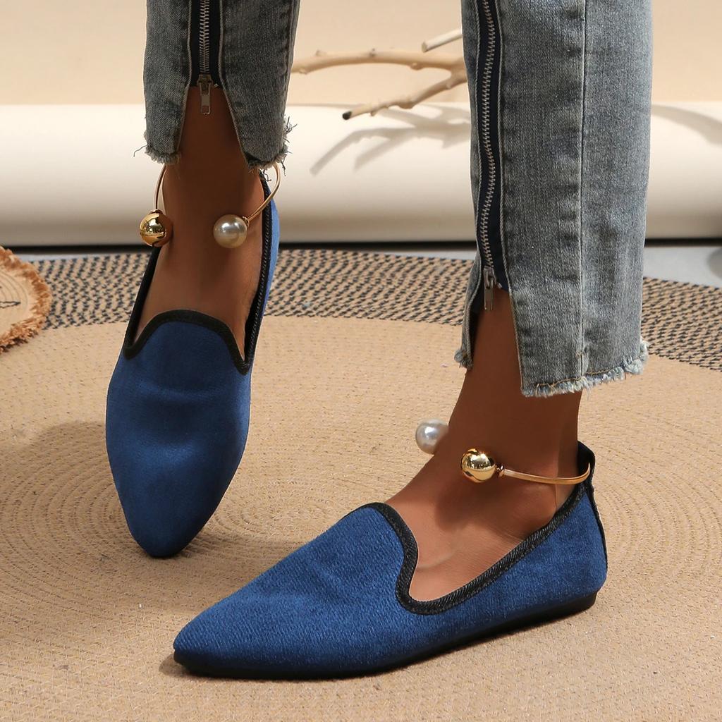 Large Size Soft-soled Pointy Fashion Casual Shoes Women 2025 Autumn and Winter New-style Slip-on Comfortable Single Shoes