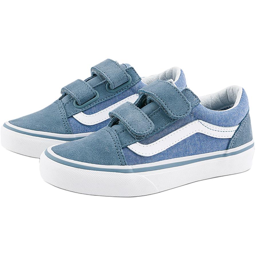 Vans Old Skool V Classics Comfortable Versatile Low Top Kids Skate Shoes Kids Sneaker Gray Blue VN000CYACFL