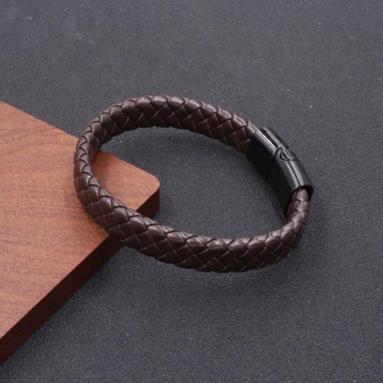 Pánský náramek Imitace kůže Lehký Odolný proti opotřebení Retro styl Pletený náramek z umělé kůže Streetwear doplňky