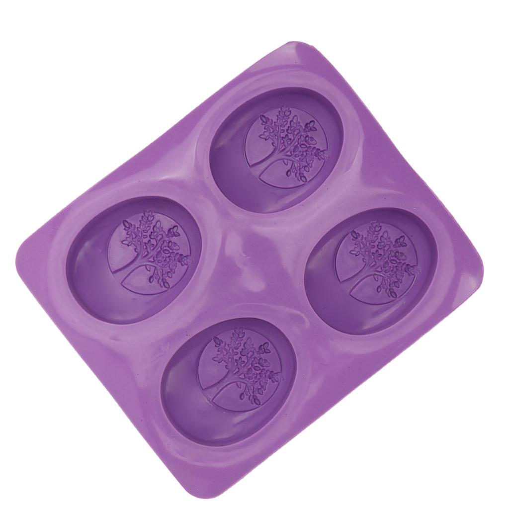 Soap Mold Silicone Material Purple 4 Patterns Flexible Soft Easy Demolding DIY Interesting Oval
