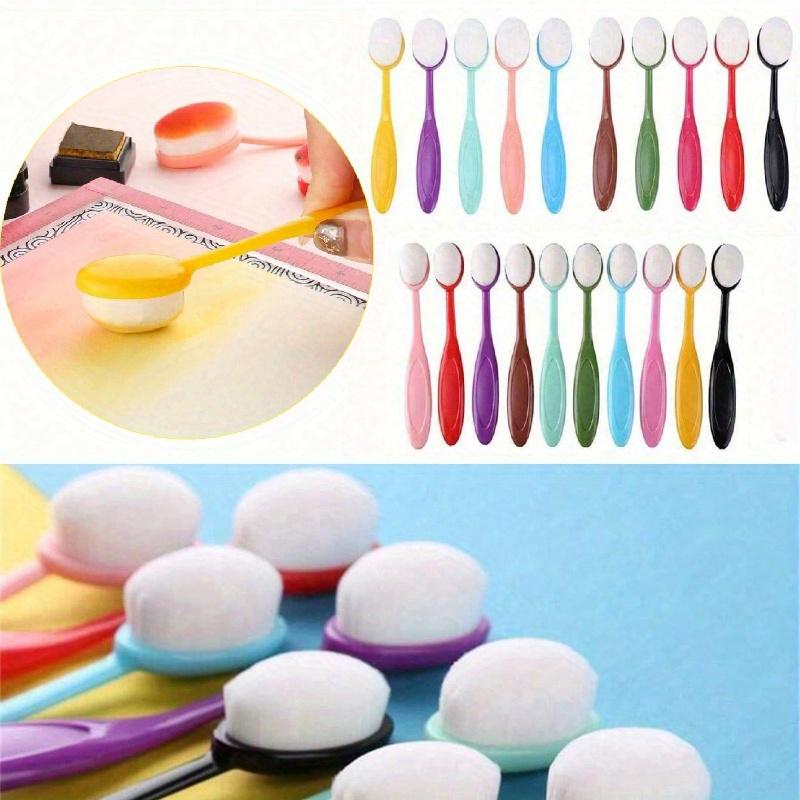 Lcauto Parts Unisex Ink Brushes Makeup Blending Painting Bristle Artist Flat Brushes Tool For Paper Craft Drawing Card Making Stencil