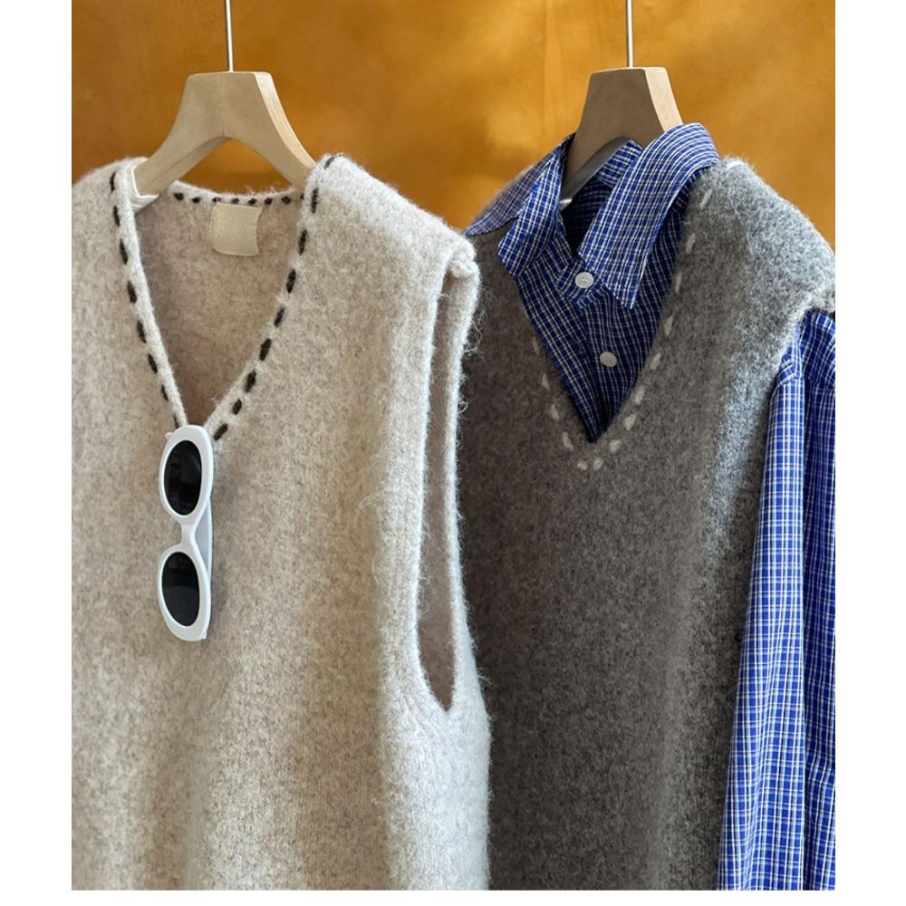 DIMANAF 2025 Svetry Plus Size Jednobarevná vesta Podzim Knoflíky Dámské Vyšívaný potisk O-výstřih Svetry Pletený svetr