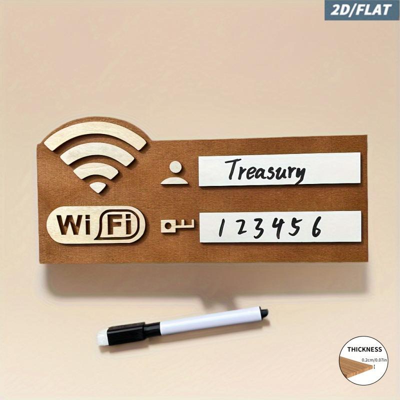 2D Wooden Wifi Password Display Sign With Erasable Board And Rustic Look Perfect For Home Office Cafe Guesthouse Rental Spaces
