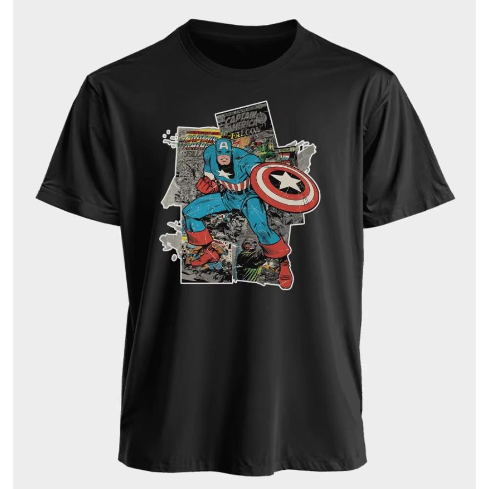 

Marvel Mens and Womens Tshirts Captain America Summer American Spring and Autumn Oversized Punk Harajuku Niche Shortsleeved S