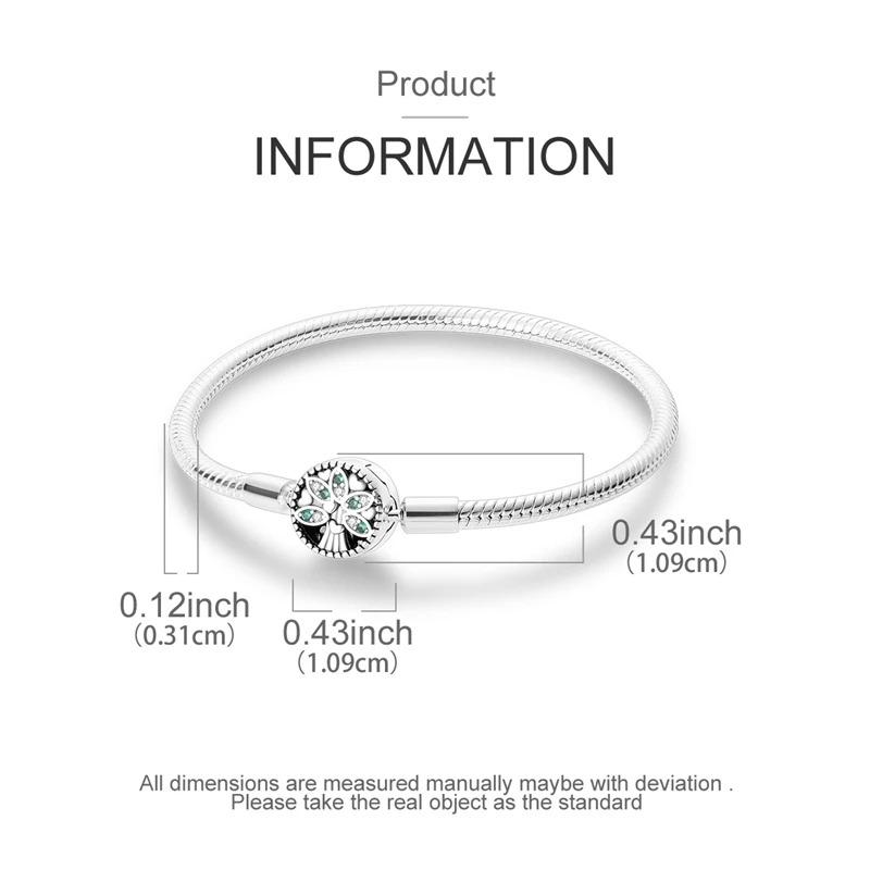 Original Bracelets 925 Silver Snowflake Heart Safety Chain Charms Bead Bracelet For Birthday Wedding Jewelry DIY Making
