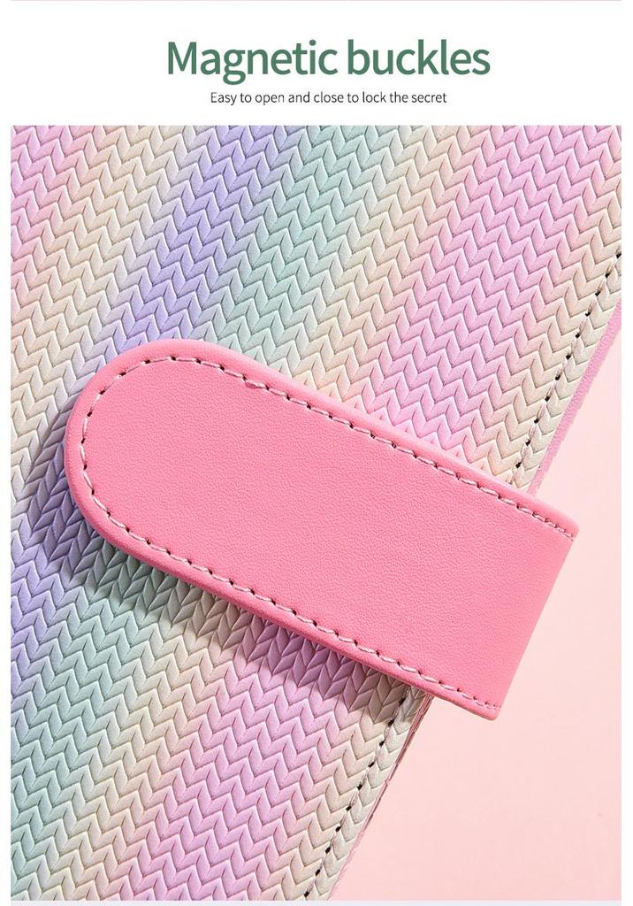 Gradient Stripe Loose-Leaf Planner - Trendy Student Notes Book