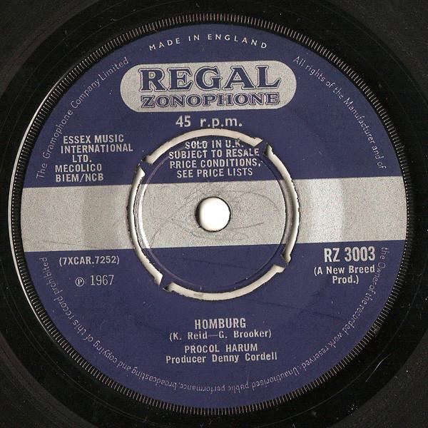 

7inch Record PROCOL HARUM - Homburg RZ3003 Regal Zonophone 1967 UK Rock Used