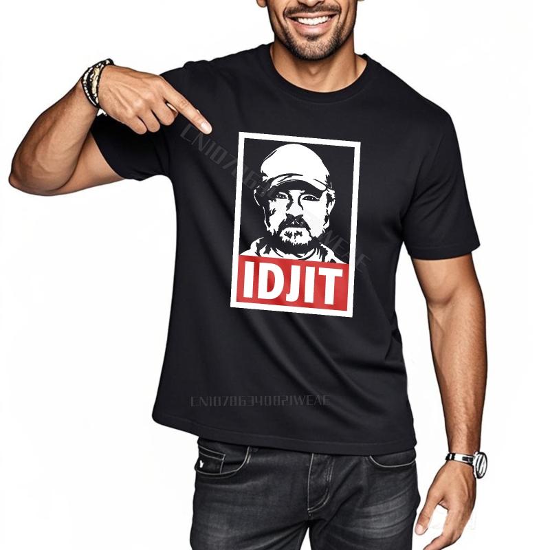 Mens Top Graphic Basic T Shirt Man Pointing To Idjit Short Sleeve Essential Teeshirts Retro Cotton Unisex Tshirt