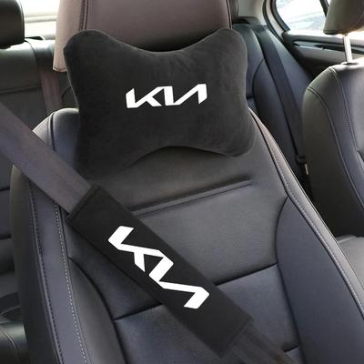 WLCT1 Car Logo 2Pcs Cotton Headrest Cover Protective Shoulders Auto Accessories For Ceed Sorento K3 Rio Sportage Soul Picanto