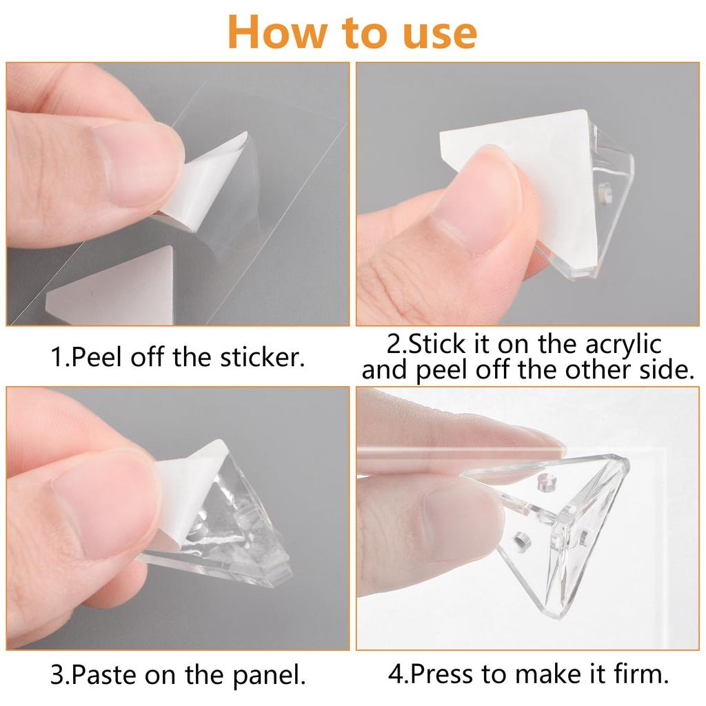 Morobor Acrylic Corner Bracket, Clear 3 Hole Right Angle Joint Brace Bracket, L-Shaped Corner
