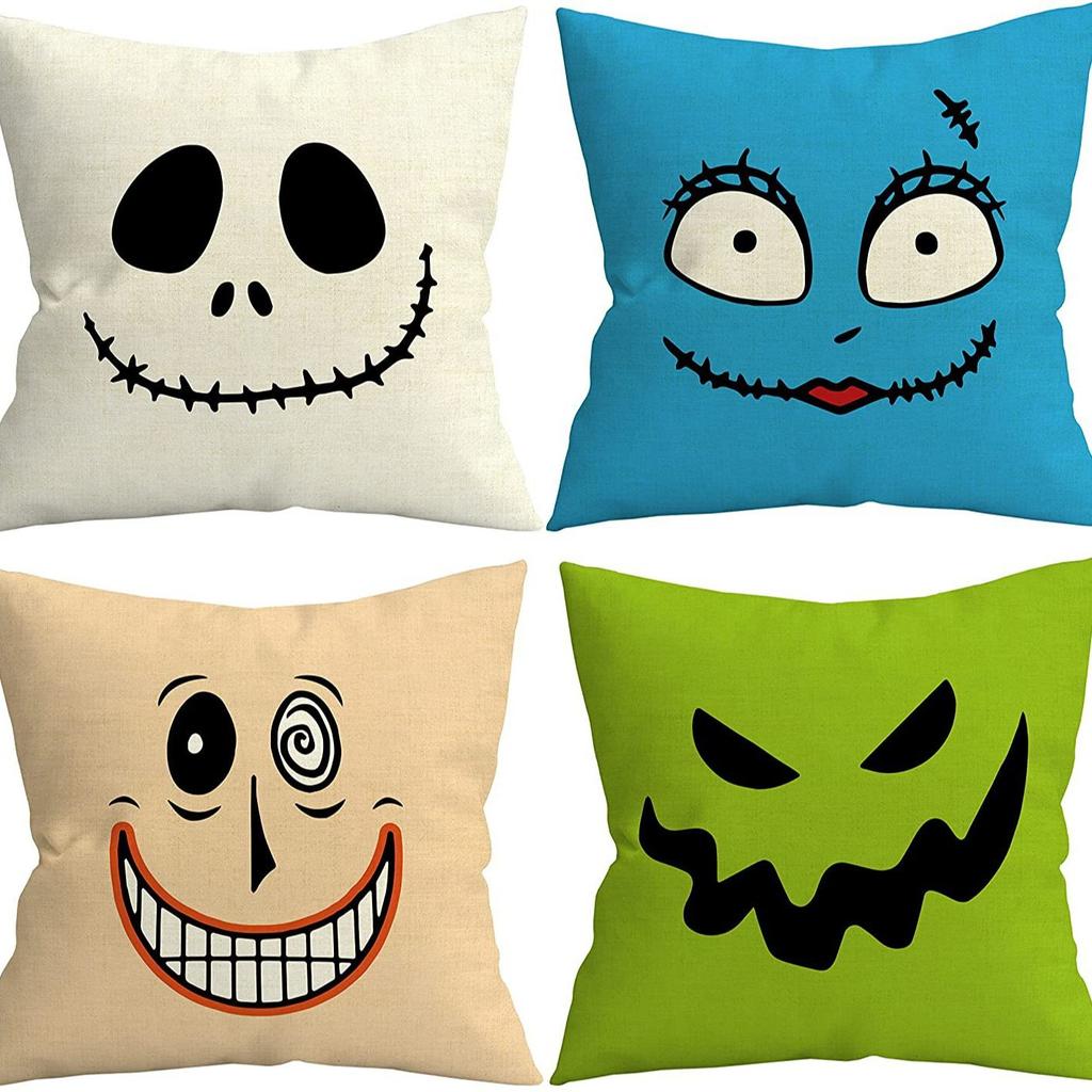 Halloween Pillowcase Devil Cartoon Linen Pillow Print Home Sofa Pillowcase Cushion