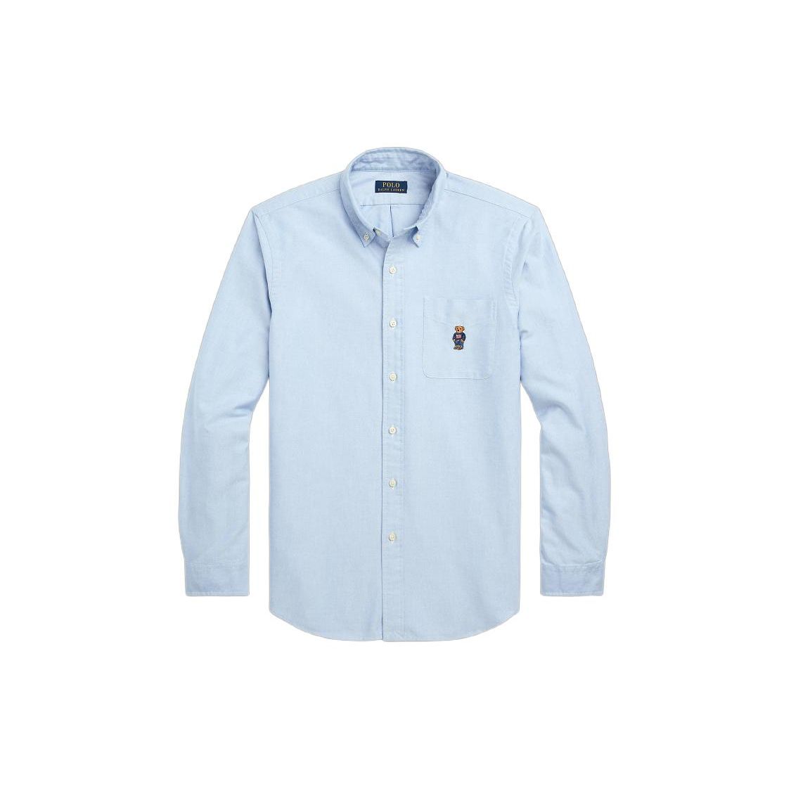 

Polo Ralph Lauren Ss24 Рубашка с длинным рукавом и заостренным воротником, вышивка логотипа медведя, мужская, синяя, MNPOWOV16823319-400 XXL