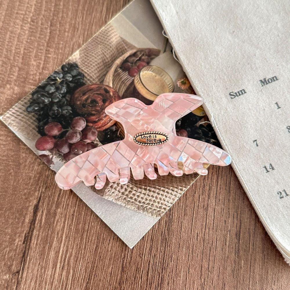 PVC Checkered Hair Clip Butterfly Cloud Shark Clip Fashion Pink Plaid Hair Claw  Girl