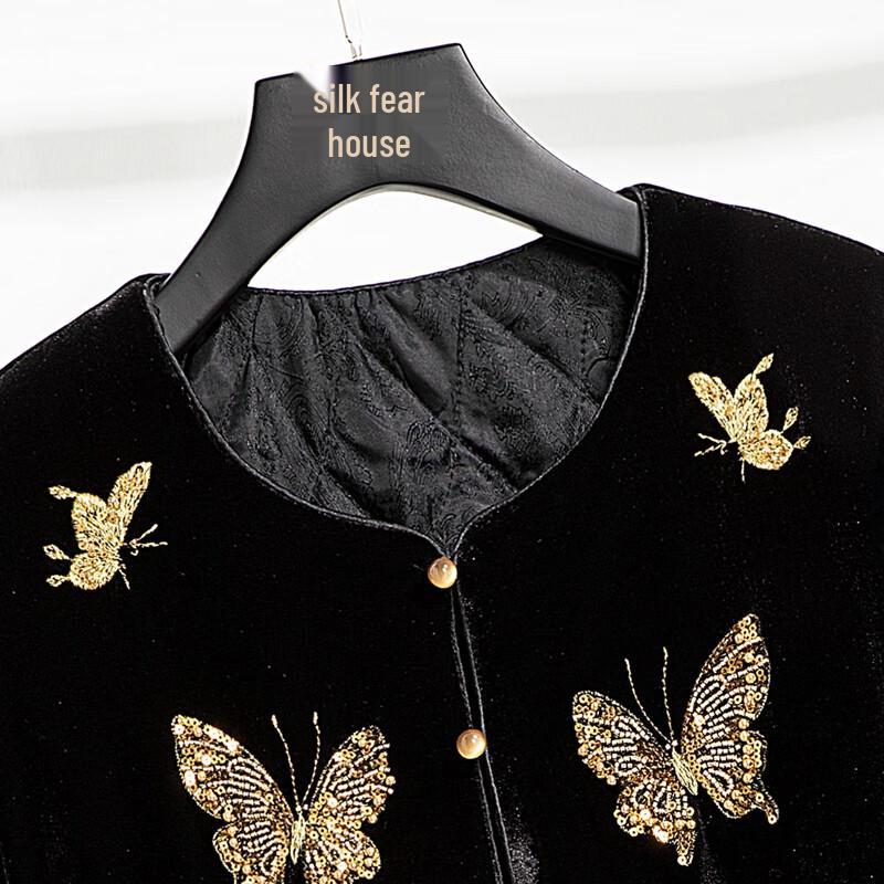 New Chinese Style Beaded Butterfly Embroidered Cotton Coat