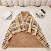 Double-Layer Fleece Shawl Blanket with Buckle - Warm, Multifunctional Office Blanket for Women