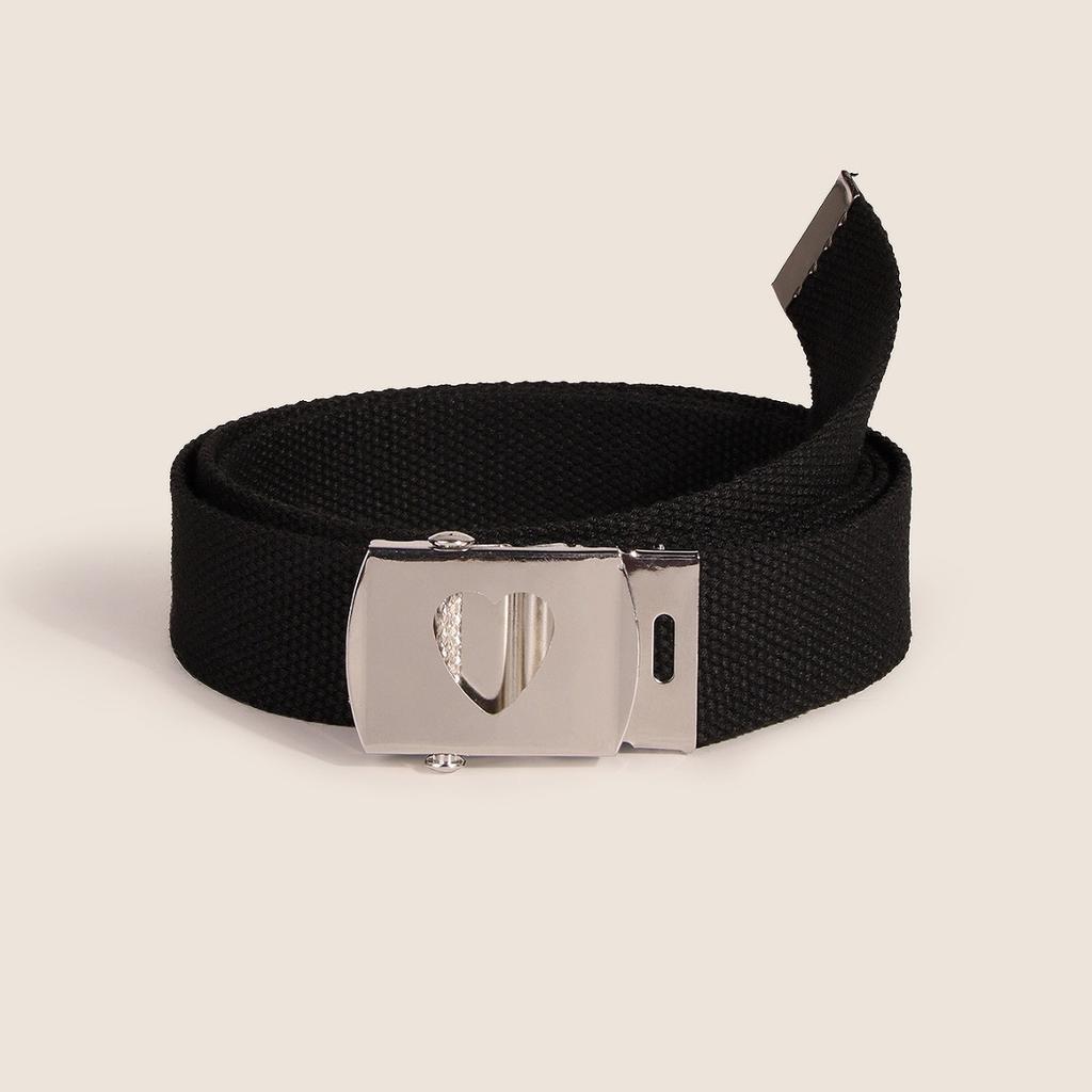 New Korean Version of Women's Love Hollow Buckle Webbing Casual Versatile Women's Super Long Decorative Canvas Belt
