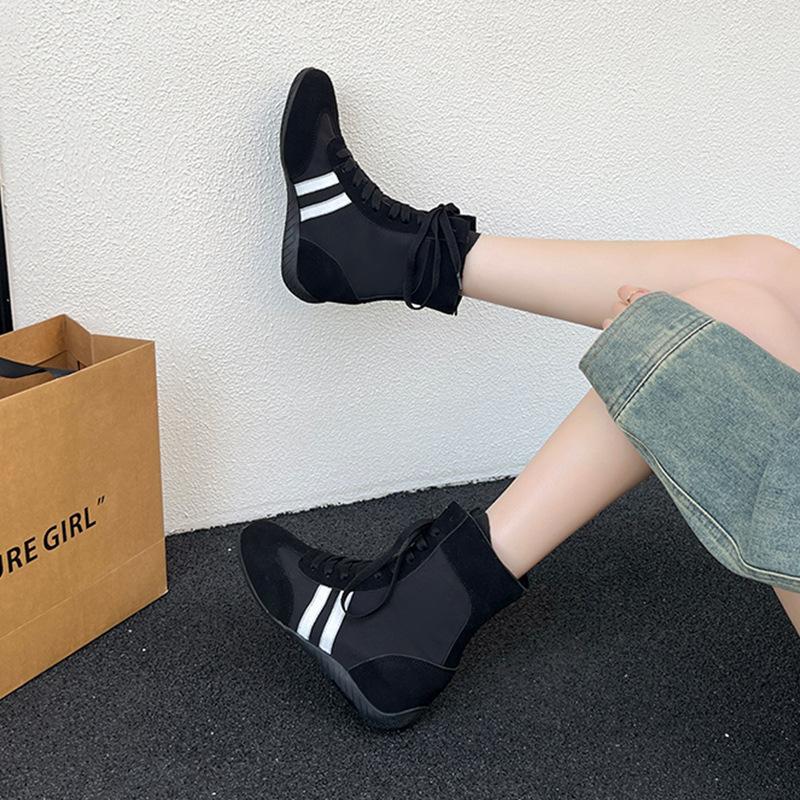 Dexun shoes women's 2025 new popular fashion breathable high-top shoes high-end flat bottom light comfortable cool boots