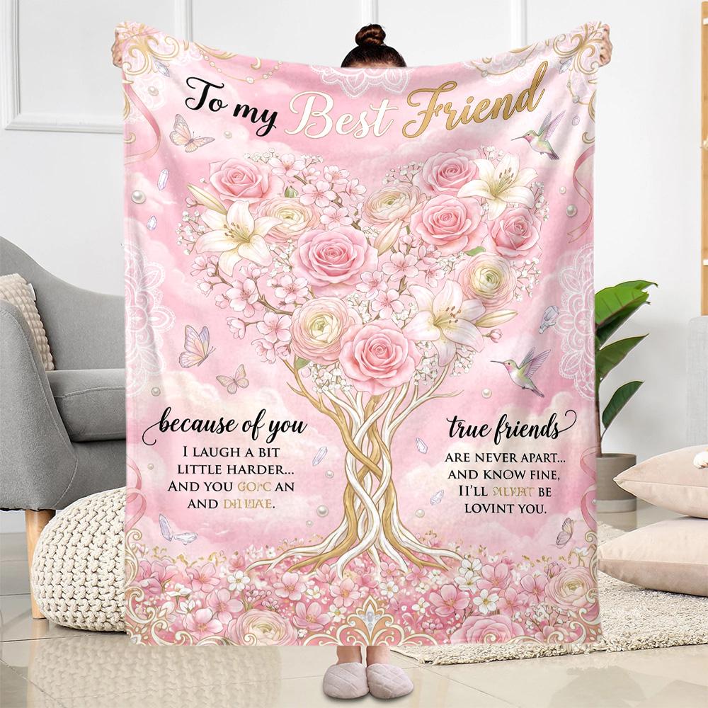 Friendship Poem Blanket Blanket Comfortable Great for Chair Seaside Livingroom Four Seasons Multipurpose Modern