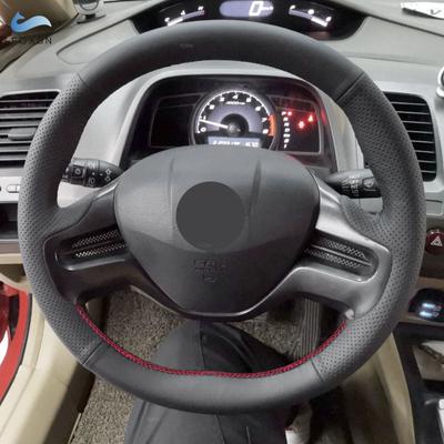 Braids On Steering Wheel For Honda Civic 8th 2006 2007 2008 (2-Spoke) Car Steering Wheel Perforated Microfiber Leather