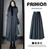 Gray Wool Blend A-line Skirt for Women, Petite To Plus Size, Perfect for Late Autumn