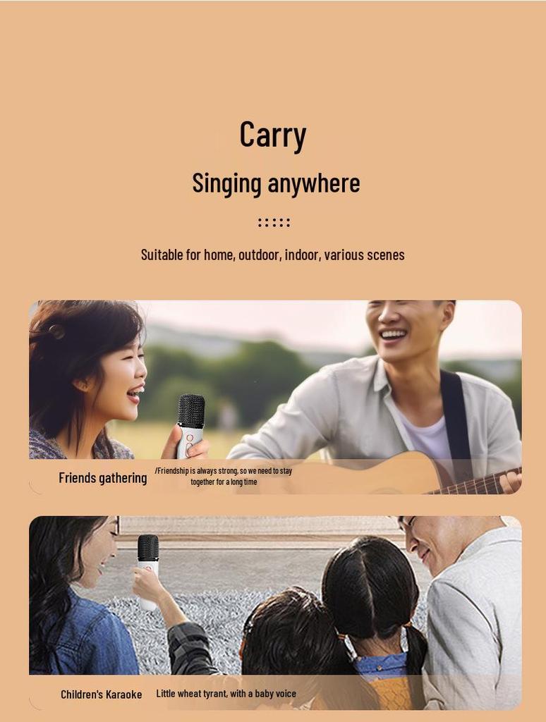 Karaoke Y8 Portable Wireless Bluetooth Speaker with Mic & Lyrics Display for Kids