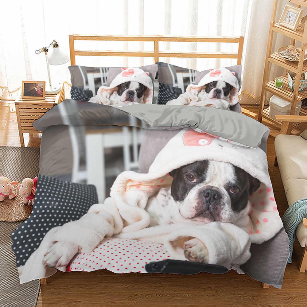 French Bulldog Duvet Cover Set King Size Cute Puppy Animal Theme Bedding Set For Kids Teen 2/3Pcs Soft Comforter Cover