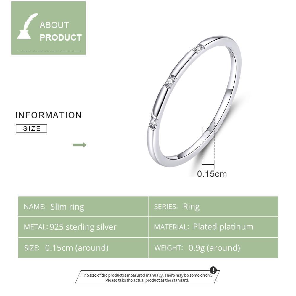 BAMOER Simple Minimalist Finger Rings for Women 925 Sterling Silver Stackable Band Fashion Jewelry