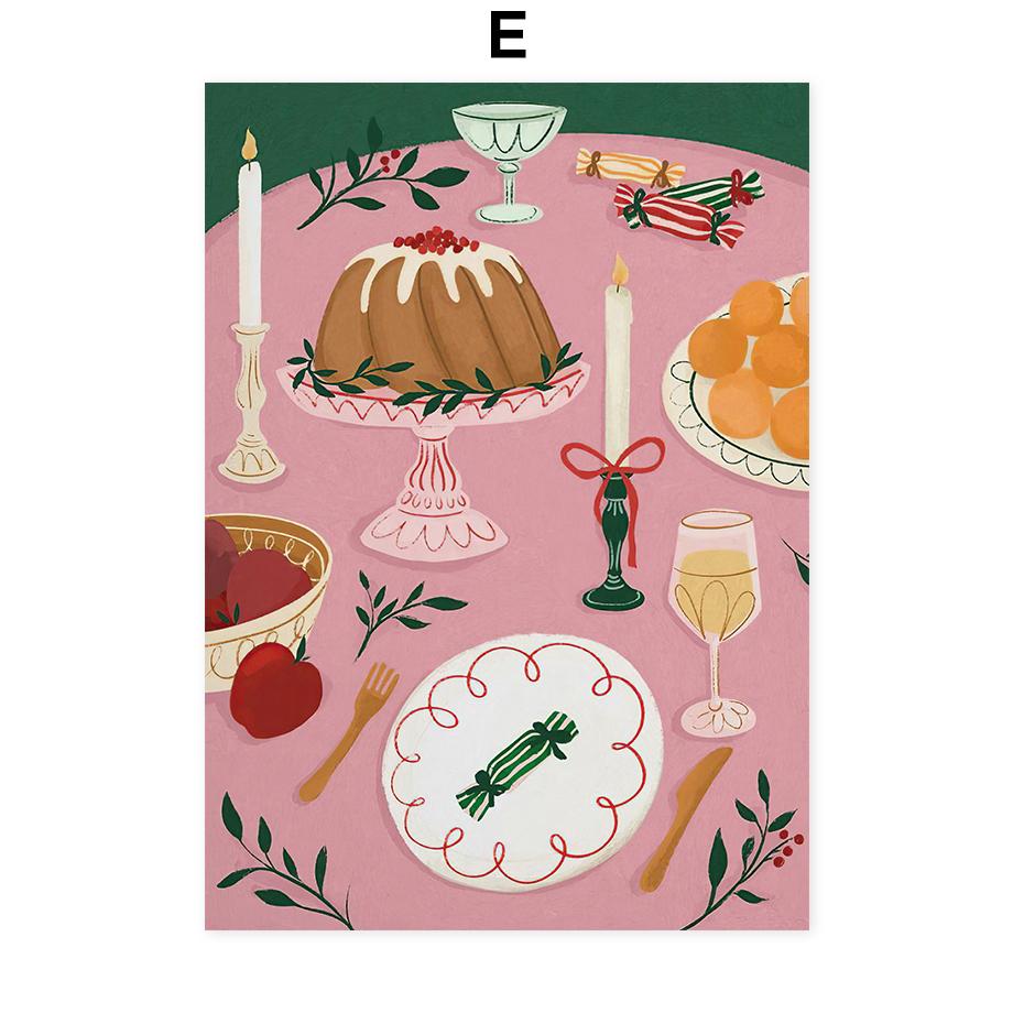 Christmas Gift Red Car Cookies Wall Art Poster Abstract Character Prints Living Room Decoration Mural Canvas Decorative Painting