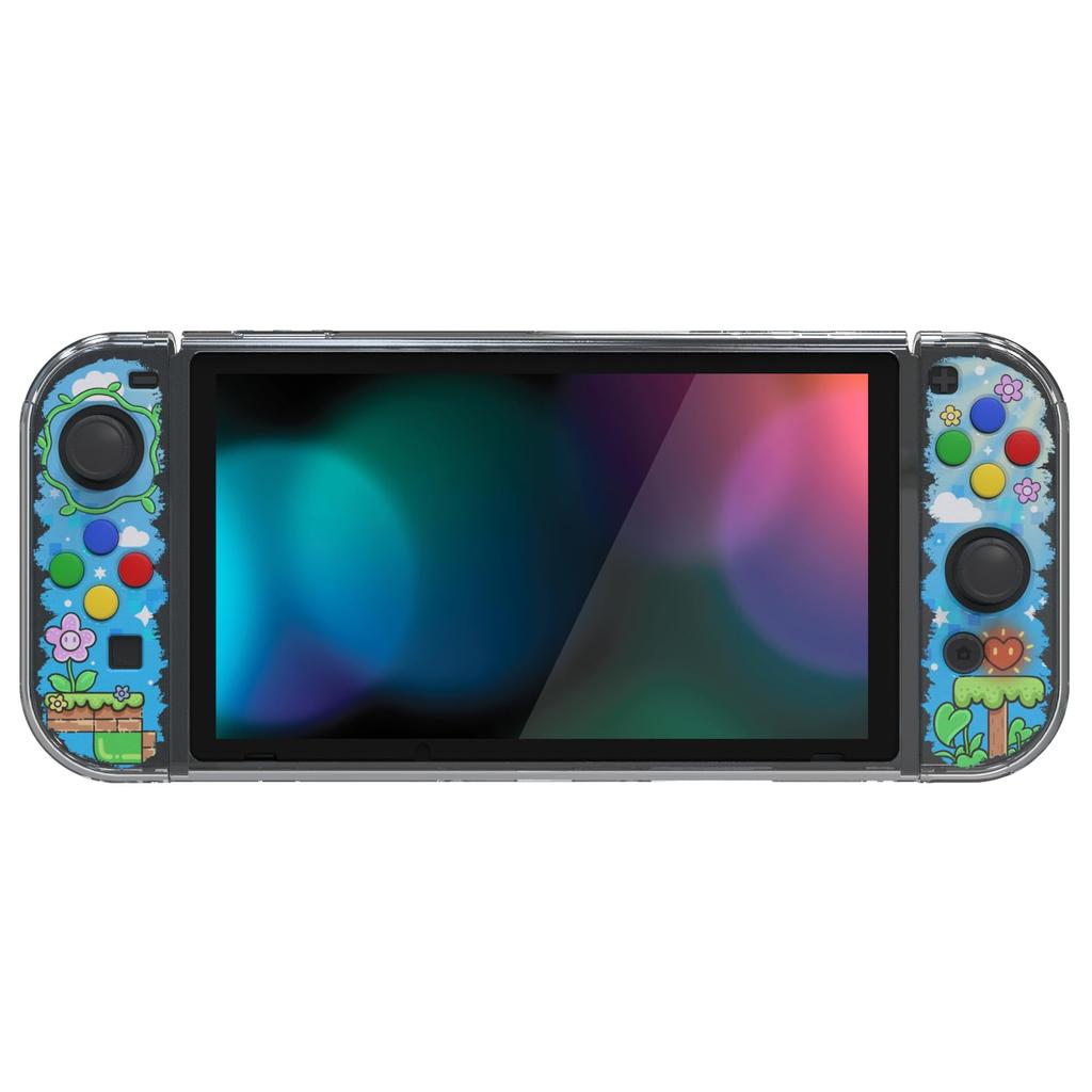 Husă protectoare Compatibilă cu PlayVital Husă subțire din TPU moale pentru Switch cu model colorat cu butoane ABXY, Carcasă protectoare Switch, Capace,