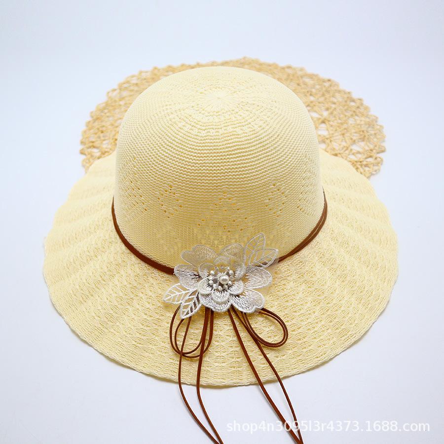 Summer straw hat big brim fashionable flower sweet seaside vacation beach breathable sun protection sun hat women's