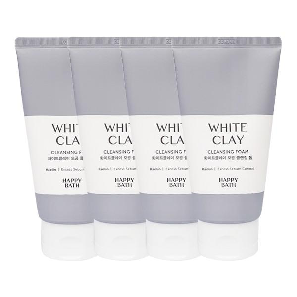 HAPPY BATH White Clay Pore Cleansing Foam 150g x4