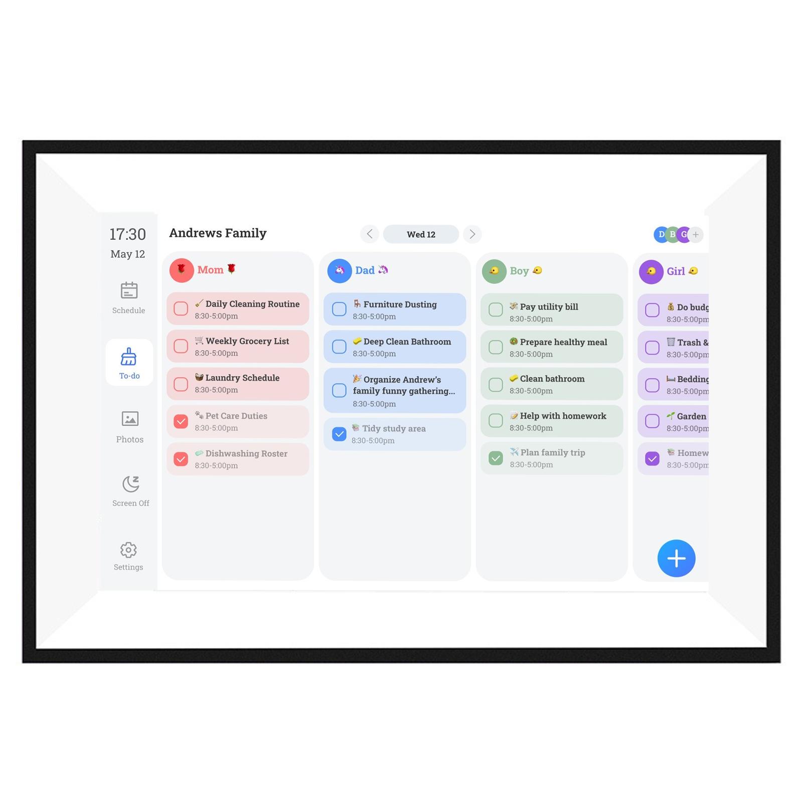 

Smart Digital Calendar 10.1in HD Touchscreen Family Planner with Switchable Digital Photo Frame