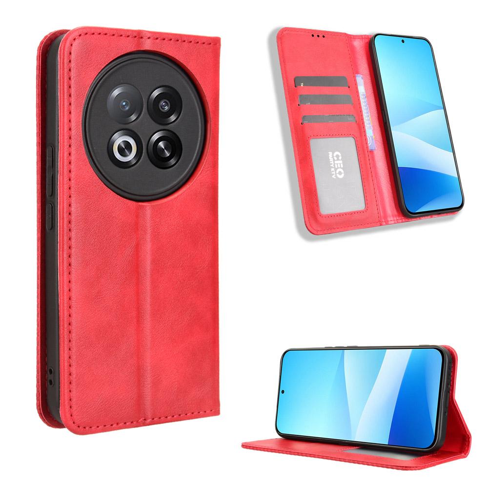 

For Meizu Note 16 Pro Leather Case Wallet Stand Retro Texture Phone Cover Red
